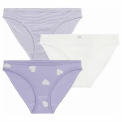 Online Petit Bateau Lot 3 Culottes Cœurs Coton Bio | Blanc