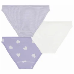 Online Petit Bateau Lot 3 Culottes Cœurs Coton Bio | Blanc