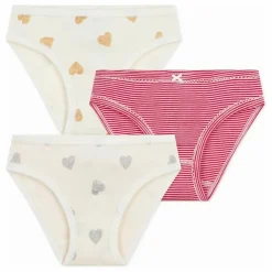 Outlet Petit Bateau Lot 3 Culottes Cœurs Pailletés | Ecru