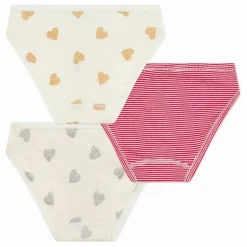 Outlet Petit Bateau Lot 3 Culottes Cœurs Pailletés | Ecru