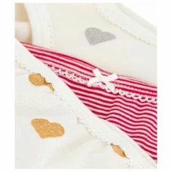 Outlet Petit Bateau Lot 3 Culottes Cœurs Pailletés | Ecru