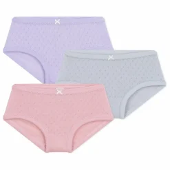 Enfant Petit Bateau Lot 3 Culottes Pointelle Unies Coton Bio |