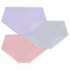 Enfant Petit Bateau Lot 3 Culottes Pointelle Unies Coton Bio |