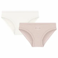 Petit Bateau Lot 2 Culottes Rayées Coton Bio | Vieux Rose