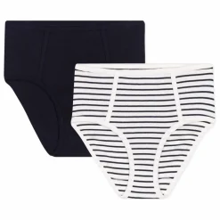 Femme Petit Bateau Lot 2 Culottes Tailles Hautes Rayées Coton Bio |