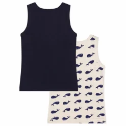 Enfant Petit Bateau Blouses, T-Shirts|T-Shirts, Chemises|Lot 2 Débardeurs Baleines Coton Bio |