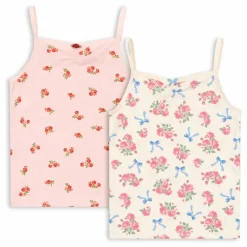 Discount Konges Sløjd Lot 2 Débardeurs Fleuris Coton Bio | Rose pâle
