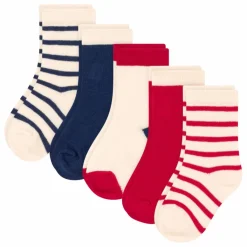 Online Petit Bateau Lot 5 Paires Chaussettes Rayées | Rouge