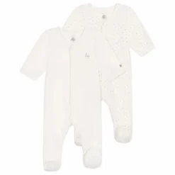 Discount Petit Bateau Lot 2 Pyjamas Dors Bien Velours | Blanc