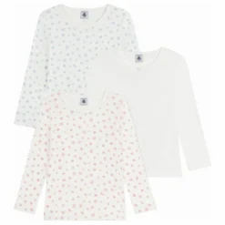 Enfant Petit Bateau Lot 3 T-shirts Cœurs Coton Bio |