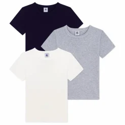 Petit Bateau Lot 3 T-shirts Manches Courtes Unis | Bleu marine