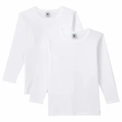 Discount Petit Bateau Lot 2 T-Shirts Manches Longues Coton Bio | Blanc