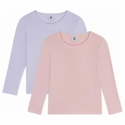 Petit Bateau Lot 2 T-shirts Pointelle Coton Bio | Rose