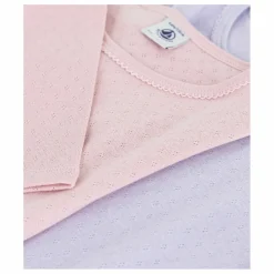 Petit Bateau Lot 2 T-shirts Pointelle Coton Bio | Rose