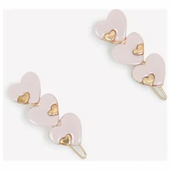 Tartine et Chocolat Lot de 2 Barettes Cœurs | Rose pâle New