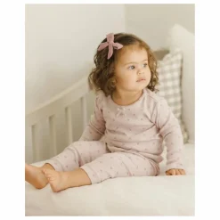 Quincy Mae Accessoires|Lot de 3 Barrettes Nœuds Gaze de Coton Bio | Lilas