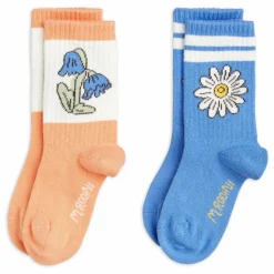 Hot Mini Rodini Lot de 2 Paires de Chaussettes Fleurs Coton Bio | Bleu