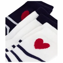 Enfant Petit Bateau Nuit, Sous-Vêtements|Nuit, Sous-Vêtements|Lot de 3 Paires de Chaussettes Rayées Cœur |