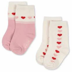 Enfant Konges Sløjd Nuit, Sous-Vêtements|Pyjamas, Sous-Vêtements|Lot de 2 Paires de Chaussettes Jacquard Cœurs |