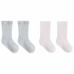 Quincy Mae Lot de 2 Paires de Chaussettes Coton Bio | Bleu Sale
