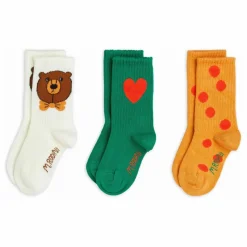 Mini Rodini Lot de 3 Paires de Chaussettes Ours Coton Bio | Marron Hot