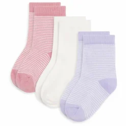 Hot Petit Bateau Lot de 3 Paires de Chaussettes Côtelées Rayées | Rose