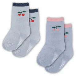Clearance Konges Sløjd Lot de 2 Paires de Chaussettes Cerises | Bleu gris