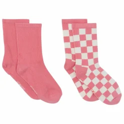 Bonton Lot de 2 Paires de Chaussettes Damier | Rose Sale
