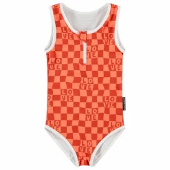 Online Beach & Bandits Maillot 1 Pièce Anti-UV Checkered Love Fibres Recyclées | Corail