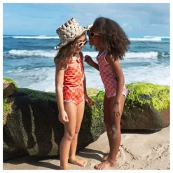 Online Beach & Bandits Maillot 1 Pièce Anti-UV Checkered Love Fibres Recyclées | Corail