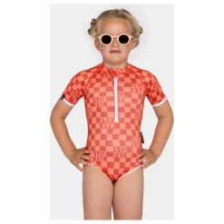 Beach & Bandits Maillot de Bain Anti-UV Checkered Love Fibres Recyclées | Corail Hot