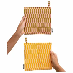 Tarta Gelatina Linge De Table|Art De La Table|Maniques carrées en coton bio French Fries - Set de 2