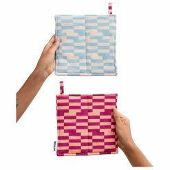 Sale Tarta Gelatina Maniques carrées en coton bio Berry Jam - Set de 2 Multicolore