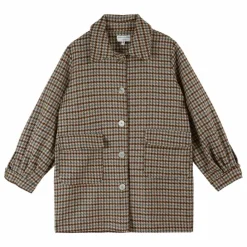 Discount Emile et Ida Manteau Calvin Pied de Poule Laine | Marron