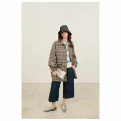 Discount Emile et Ida Manteau Calvin Pied de Poule Laine | Marron