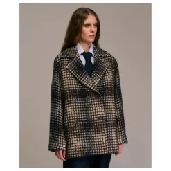 Femme Diega Manteau Maliro Pied de Coq Laine |