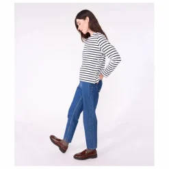 Femme Petit Bateau Marinière Col Bateau Coton Bio |