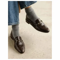 Clearance Bobbies Mocassins Jill Cuir Embossé Serpent | Brun