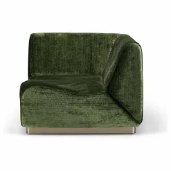 New The Socialite Family Module d'angle Rotondo en velours côtelé brillant | Vert olive