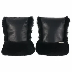 BINIBAMBA Moufles pour poussette en peau d'agneau | Noir Sale