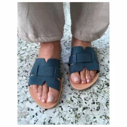 Outlet Théluto Mules Oriane Nubuck | Bleu