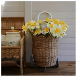 Enfant Olli Ella Panier à roulettes en rotin Petal