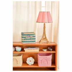 Hot Rice Panier de rangement en raphia rayé Multicolore