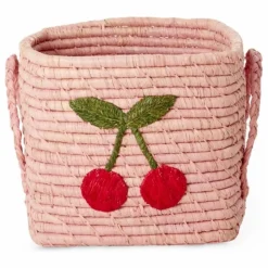 Rice Panier de rangement en raphia Cerise | Rose Sale