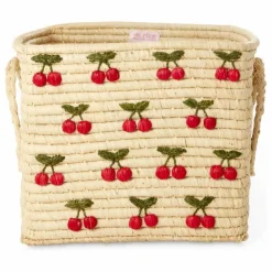 Rice Panier de rangement en raphia Cerises Naturel Clearance