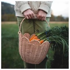 New Olli Ella Panier en rotin Petal | Rose pêche