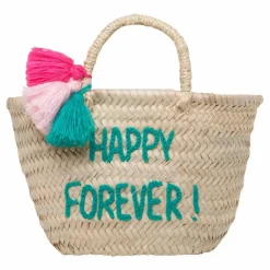 Femme/Enfant Rose in April Panier Pompon brodé Happy Forever
