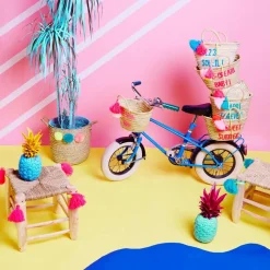 Femme/Enfant Rose in April Panier Pompon brodé Happy Forever