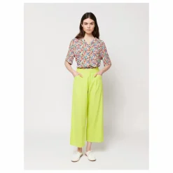 Bobo Choses Pantalon à Pinces Coton et Lin - Collection Femme | Vert anis Best