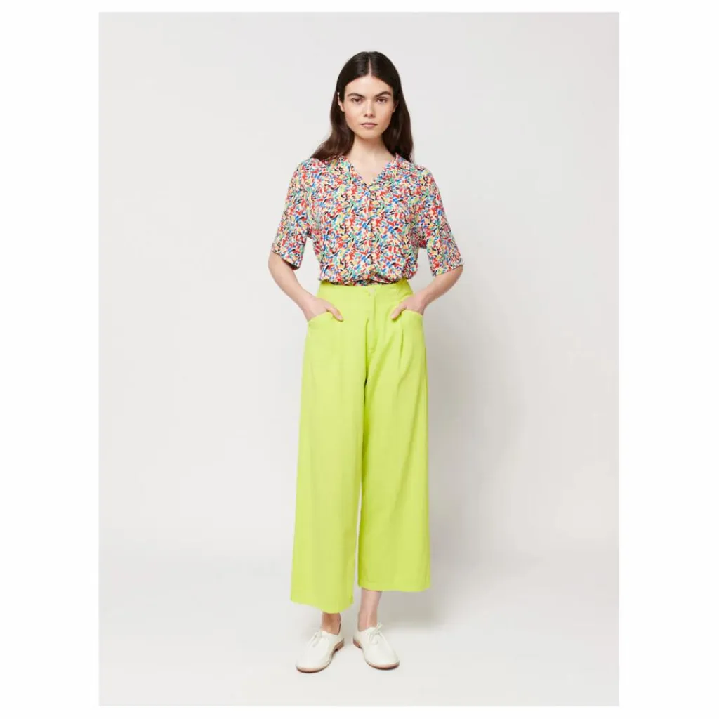 Bobo Choses Pantalon à Pinces Coton et Lin - Collection Femme | Vert anis Best